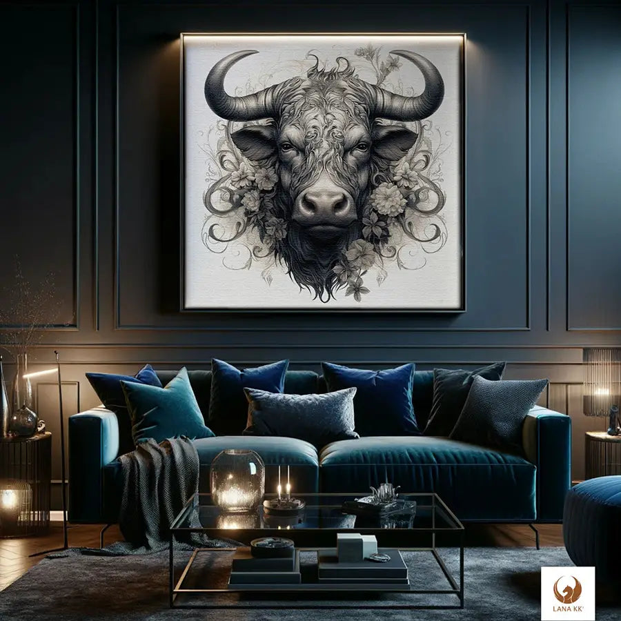 Deine Limited Edition Taurus als Leinwandbild zieht als Mittelpunkt deines Wohnzimmers alle Blicke auf sich. Deine Leinwand fügt sich nahtlos in moderne Einrichtungsstile ein. Sie schafft eine Atmosphäre zum Träumen und der Eleganz, während sie gleichzeitig ein Element ist, was deine Fantasie beflügelt. 
