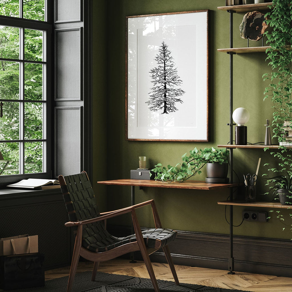Stilvoll und schlicht fügt sich Deine Baum Zeichnung in Deine Räume ein.