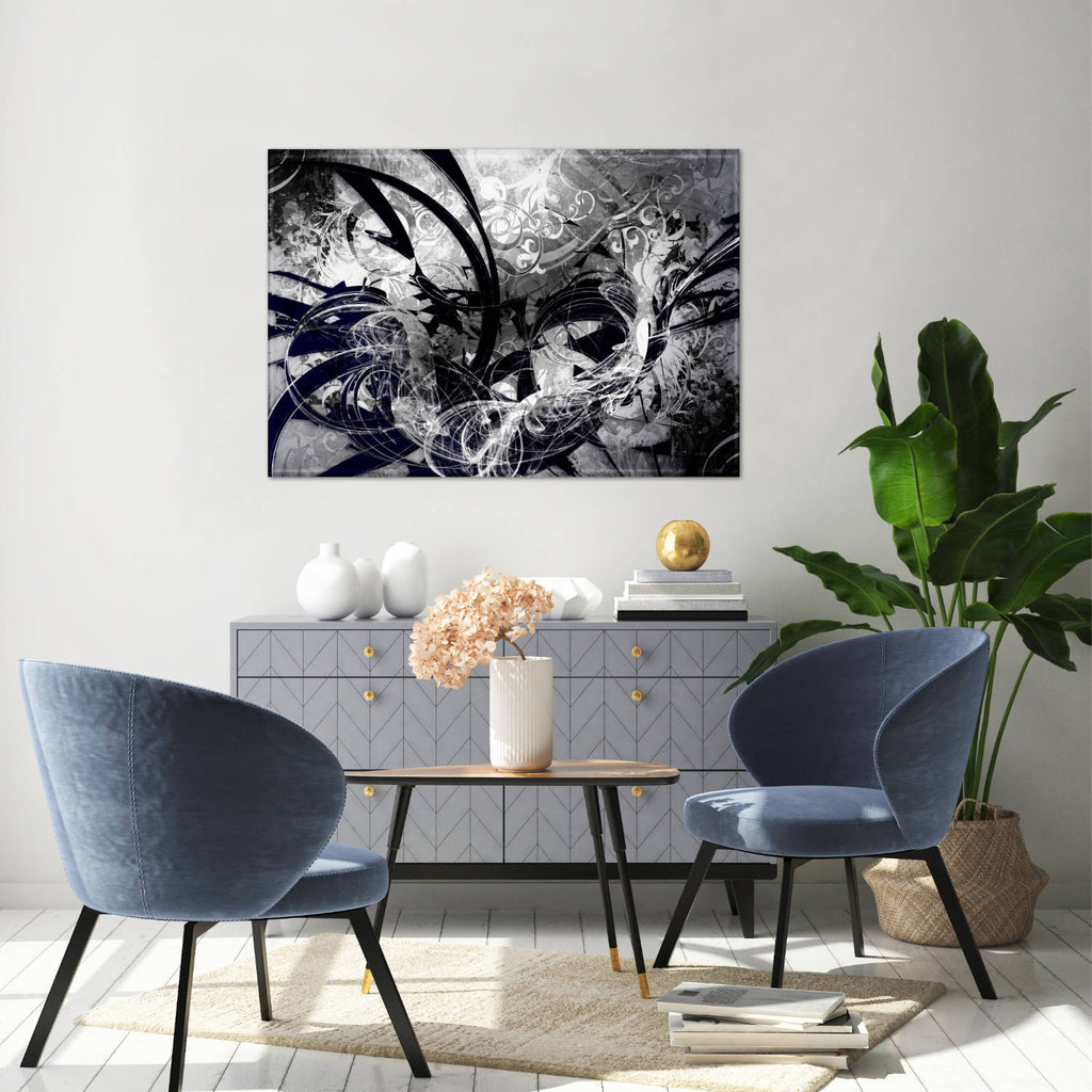 Jungle Graf Schwarz Weiß - Abstraktes Wandbild