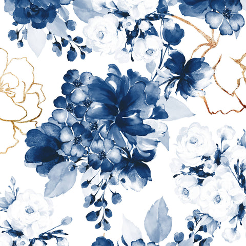 Rosentraum Tiefblau - Aquarell Wald Wandbild